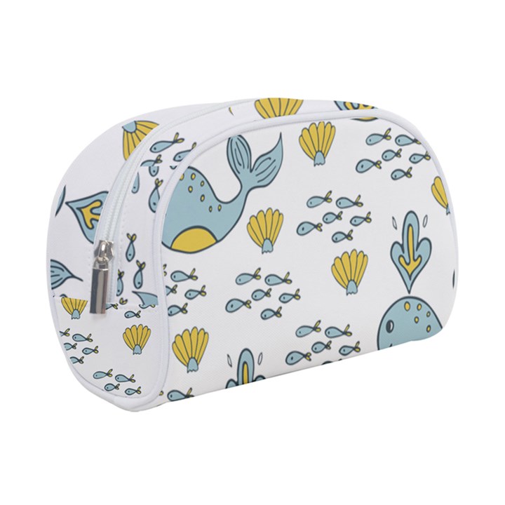 Cartoon Whale Seamless Background Pattern Make Up Case (Small)