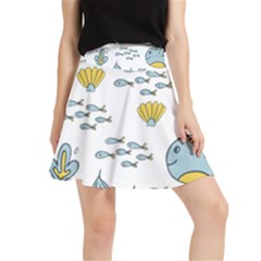 Cartoon Whale Seamless Background Pattern Waistband Skirt by Jancukart