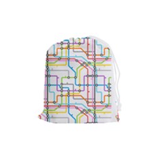 Tube Map Seamless Pattern Drawstring Pouch (medium) by Jancukart