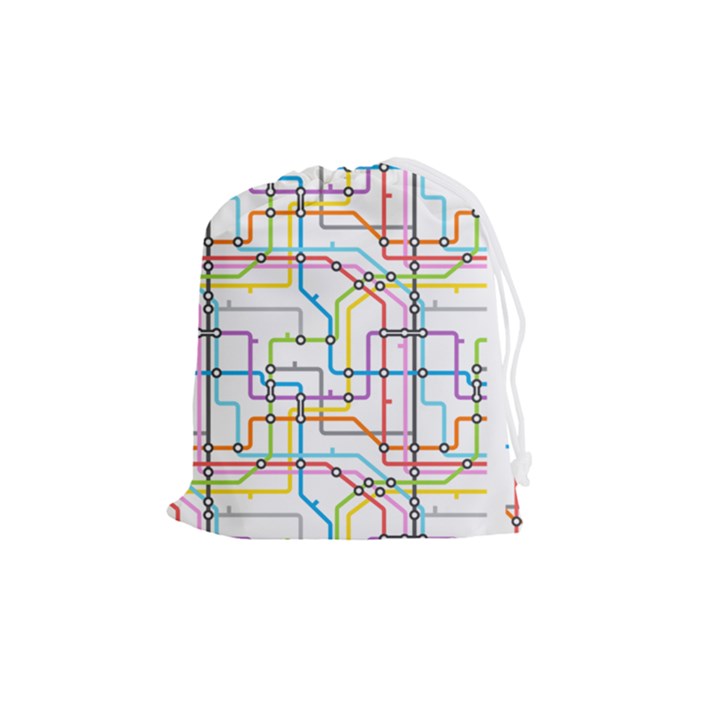 Tube Map Seamless Pattern Drawstring Pouch (Medium)