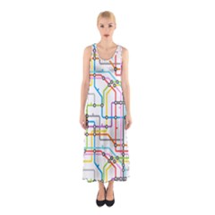 Tube Map Seamless Pattern Sleeveless Maxi Dress