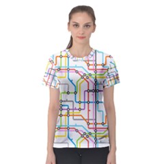 Tube Map Seamless Pattern Women s Sport Mesh Tee