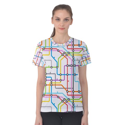 Tube Map Seamless Pattern Women s Cotton Tee by Jancukart