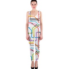 Tube Map Seamless Pattern One Piece Catsuit by Jancukart