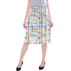 Tube Map Seamless Pattern Midi Beach Skirt by Jancukart