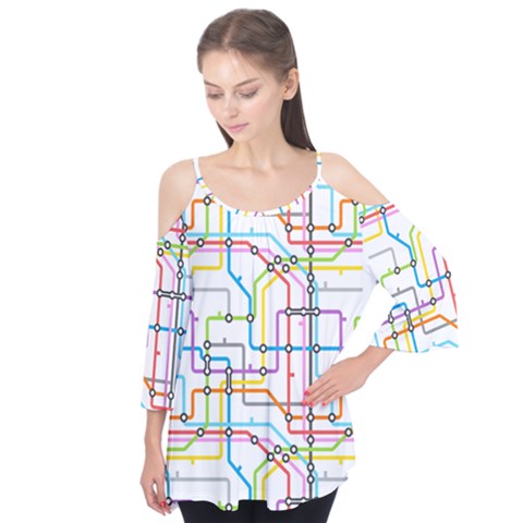 Tube Map Seamless Pattern Flutter Tees by Jancukart