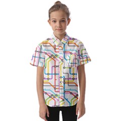 Tube Map Seamless Pattern Kids  Short Sleeve Shirt by Jancukart