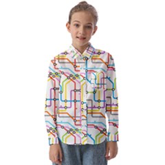 Tube Map Seamless Pattern Kids  Long Sleeve Shirt by Jancukart