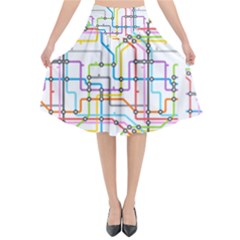 Tube Map Seamless Pattern Flared Midi Skirt by Jancukart