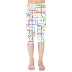 Tube Map Seamless Pattern Kids  Capri Leggings 