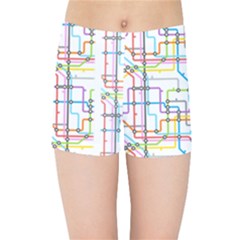 Tube Map Seamless Pattern Kids  Sports Shorts by Jancukart