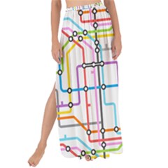 Tube Map Seamless Pattern Maxi Chiffon Tie-up Sarong