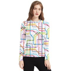 Tube Map Seamless Pattern Women s Long Sleeve Rash Guard by Jancukart