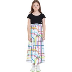 Tube Map Seamless Pattern Kids  Flared Maxi Skirt by Jancukart