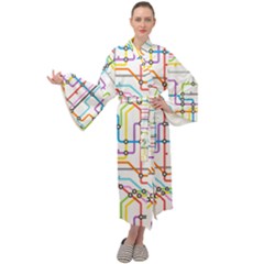 Tube Map Seamless Pattern Maxi Velour Kimono