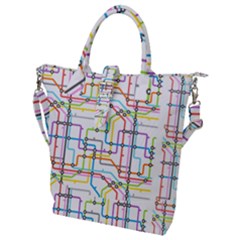 Tube Map Seamless Pattern Buckle Top Tote Bag