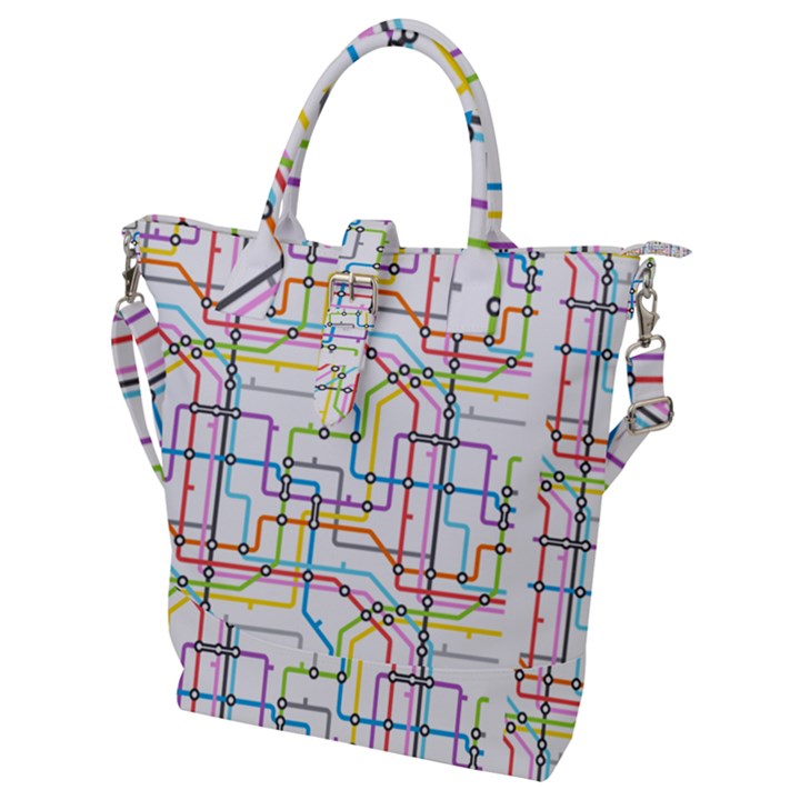 Tube Map Seamless Pattern Buckle Top Tote Bag