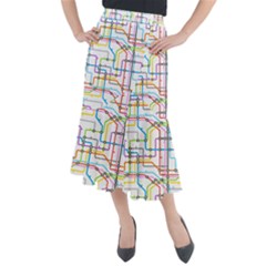 Tube Map Seamless Pattern Midi Mermaid Skirt