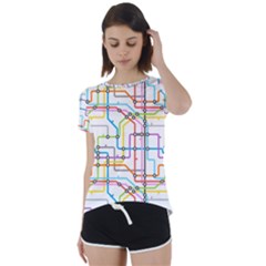 Tube Map Seamless Pattern Short Sleeve Foldover Tee by Jancukart