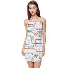 Tube Map Seamless Pattern Summer Tie Front Dress by Jancukart