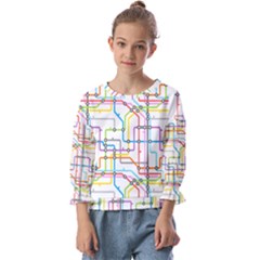 Tube Map Seamless Pattern Kids  Cuff Sleeve Top