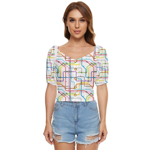 Tube Map Seamless Pattern Button Up Blouse by Jancukart