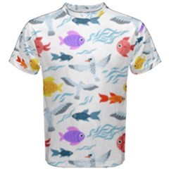 Animal Fish Bird Animals Ocean Pattern Men s Cotton Tee