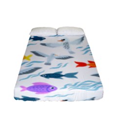 Animal Fish Bird Animals Ocean Pattern Fitted Sheet (full/ Double Size)