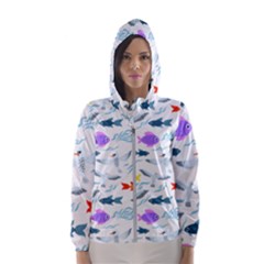 Animal Fish Bird Animals Ocean Pattern Women s Hooded Windbreaker by Jancukart