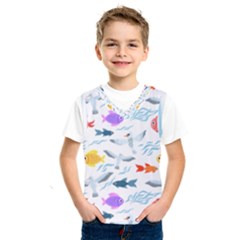 Animal Fish Bird Animals Ocean Pattern Kids  Basketball Tank Top