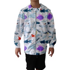 Animal Fish Bird Animals Ocean Pattern Kids  Hooded Windbreaker