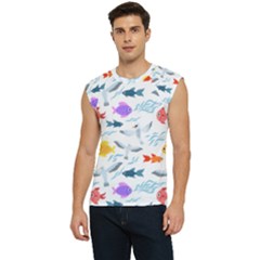 Animal Fish Bird Animals Ocean Pattern Men s Raglan Cap Sleeve Tee