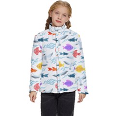 Animal Fish Bird Animals Ocean Pattern Kids  Puffer Bubble Jacket Coat