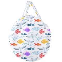 Animal Fish Bird Animals Ocean Pattern Giant Round Zipper Tote by Jancukart