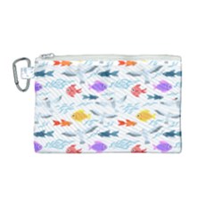 Animal Fish Bird Animals Ocean Pattern Canvas Cosmetic Bag (medium)