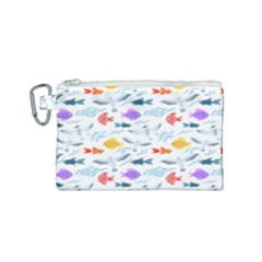 Animal Fish Bird Animals Ocean Pattern Canvas Cosmetic Bag (small)