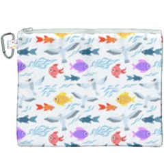 Animal Fish Bird Animals Ocean Pattern Canvas Cosmetic Bag (xxxl)