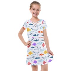 Animal Fish Bird Animals Ocean Pattern Kids  Cross Web Dress by Jancukart