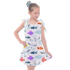 Animal Fish Bird Animals Ocean Pattern Kids  Tie Up Tunic Dress