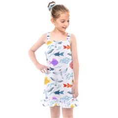 Animal Fish Bird Animals Ocean Pattern Kids  Overall Dress