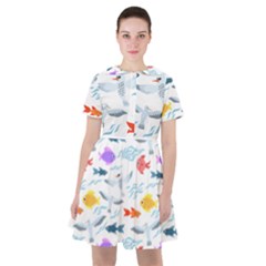 Animal Fish Bird Animals Ocean Pattern Sailor Dress by Jancukart