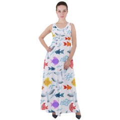 Animal Fish Bird Animals Ocean Pattern Empire Waist Velour Maxi Dress