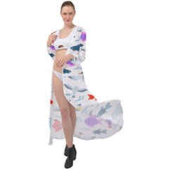 Animal Fish Bird Animals Ocean Pattern Maxi Chiffon Beach Wrap