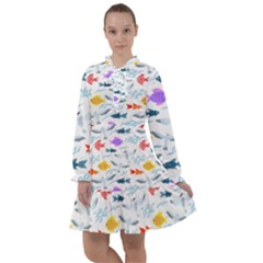 Animal Fish Bird Animals Ocean Pattern All Frills Chiffon Dress by Jancukart