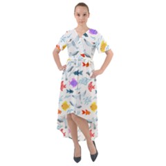 Animal Fish Bird Animals Ocean Pattern Front Wrap High Low Dress