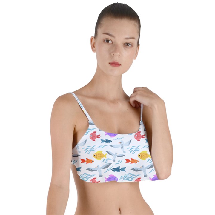 Animal Fish Bird Animals Ocean Pattern Layered Top Bikini Top 