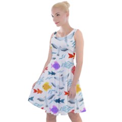 Animal Fish Bird Animals Ocean Pattern Knee Length Skater Dress