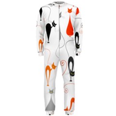 Cartoon Cat Seamless Pattern Graphic Onepiece Jumpsuit (men)