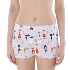 Cartoon Cat Seamless Pattern Graphic Boyleg Bikini Wrap Bottoms