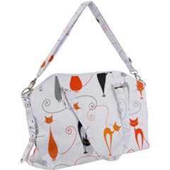 Cartoon Cat Seamless Pattern Graphic Canvas Crossbody Bag